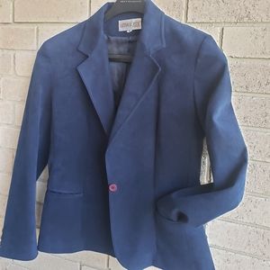 ULTRASUEDE suede blue one button blazer size 10 M